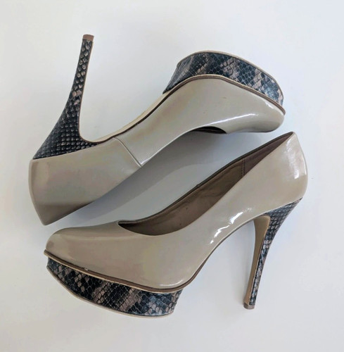 Damen plateau pumps - damen, beige/grau