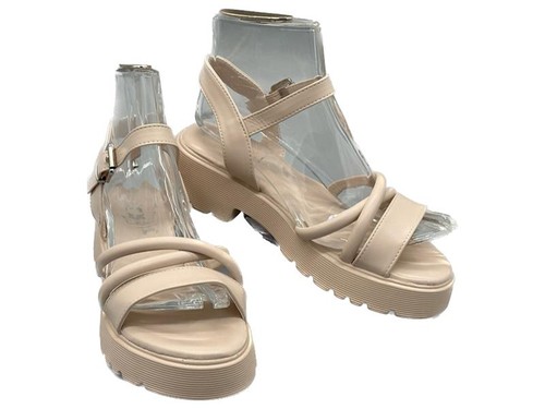 Beige plateau pantoletten - beige,